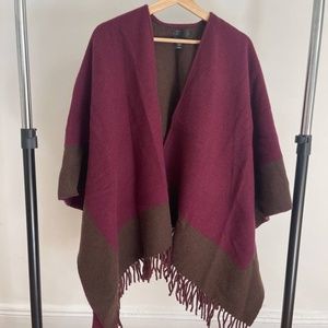 NWT Rag&Bone wool reservable poncho burgundy $395